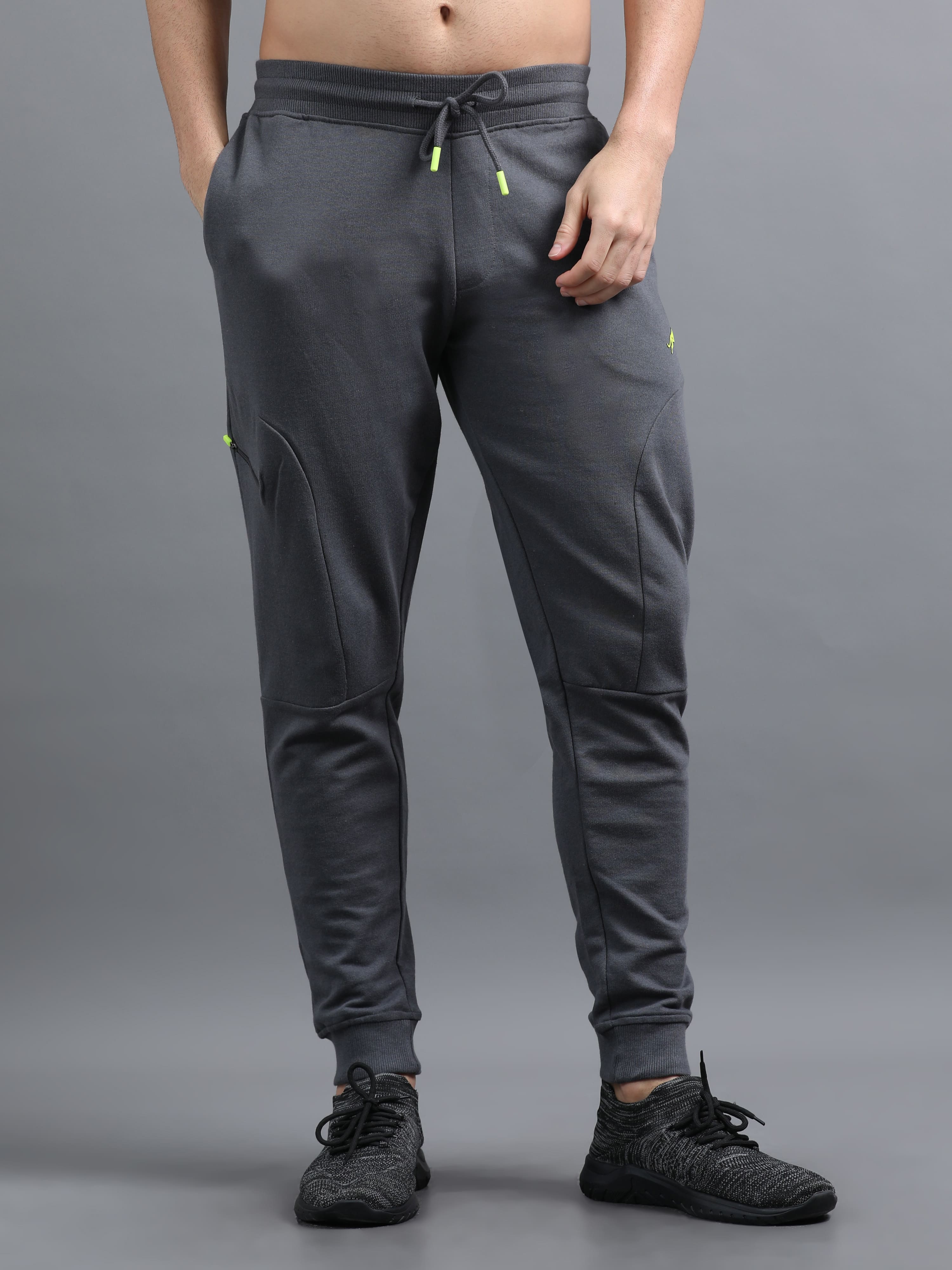 ARDEUR ZEAL IN YOU Men Steel Grey Printed Mid-Rise Joggers