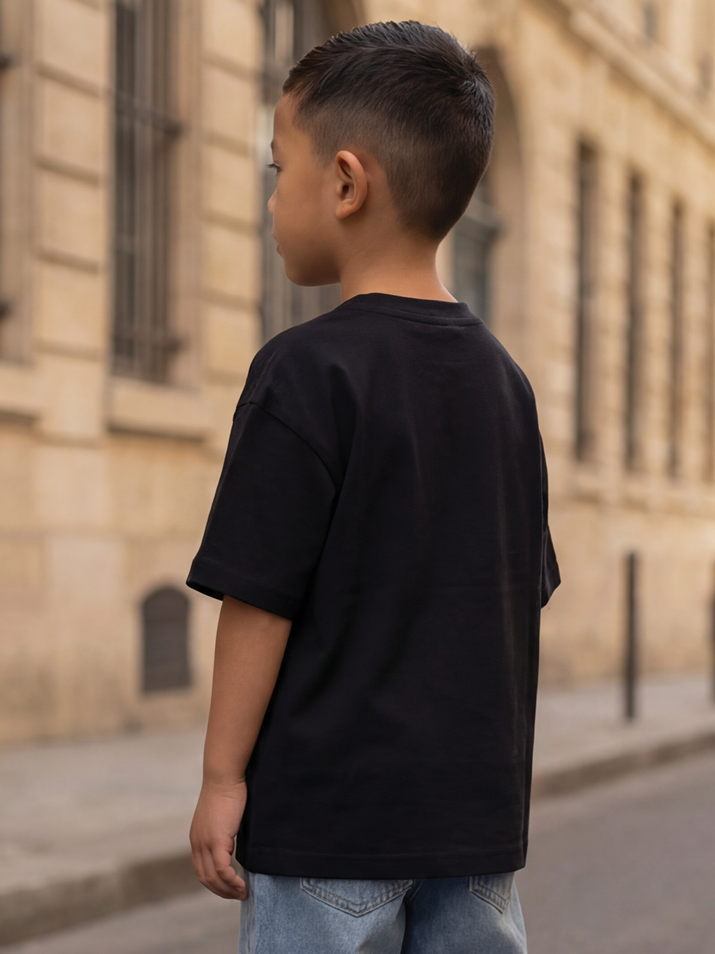 CODEZ Boys Black Graphic Print Relaxed Fit Drop Shoulder T-Shirt