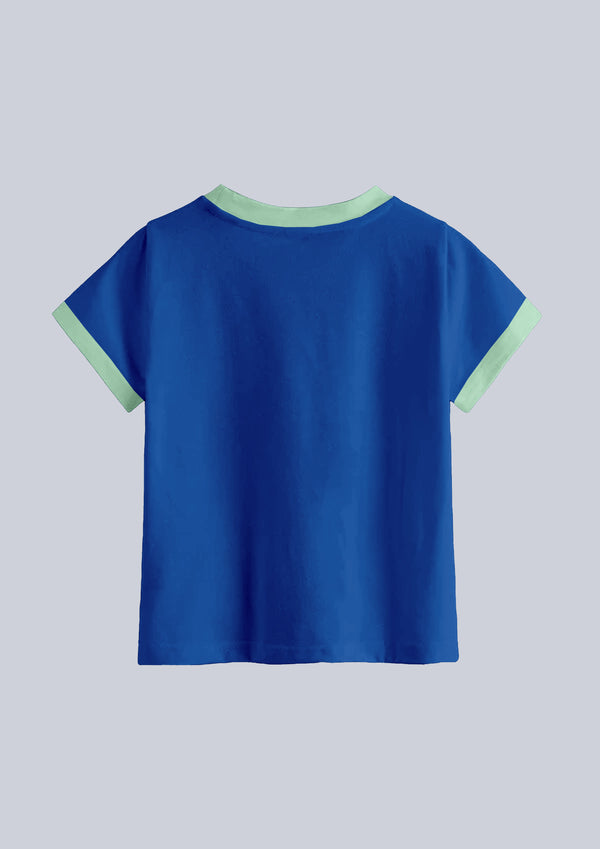 CODEZ Boys Classic Blue Round Neck Printed Tshirts