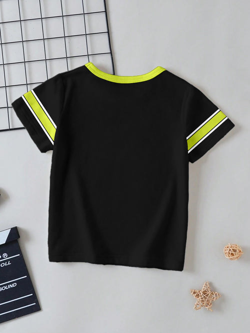 CODEZ Boys Black Round Neck Printed Tshirts