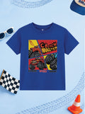 CODEZ Boys Blue Pure Cotton Crunch Monster Graphic Relaxed Fit T-Shirt