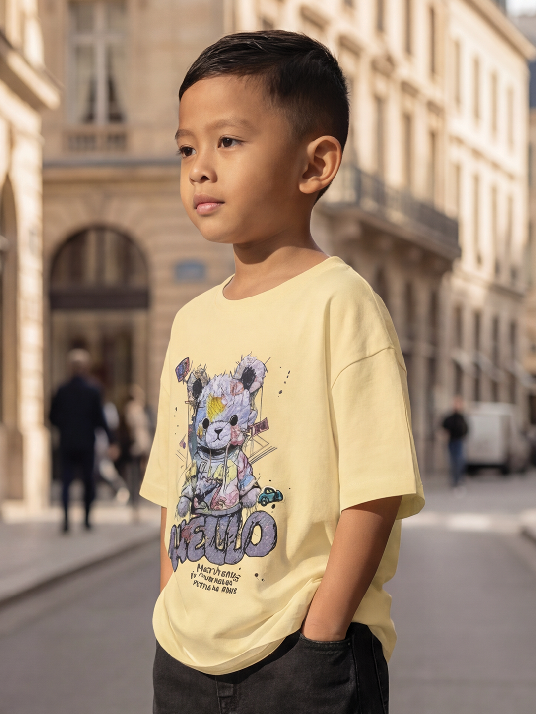 CODEZ Boys Yellow Graphic Print Relaxed Fit Drop Shoulder T-Shirt