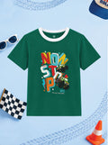 CODEZ Boys Alpine Green Pure Cotton Non Stop NYC Graphic Relaxed Fit T-Shirt