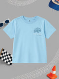 CODEZ Boys Powder Blue Pure Cotton Extreme Sports Monster Truck Graphic Relaxed Fit T-Shirt
