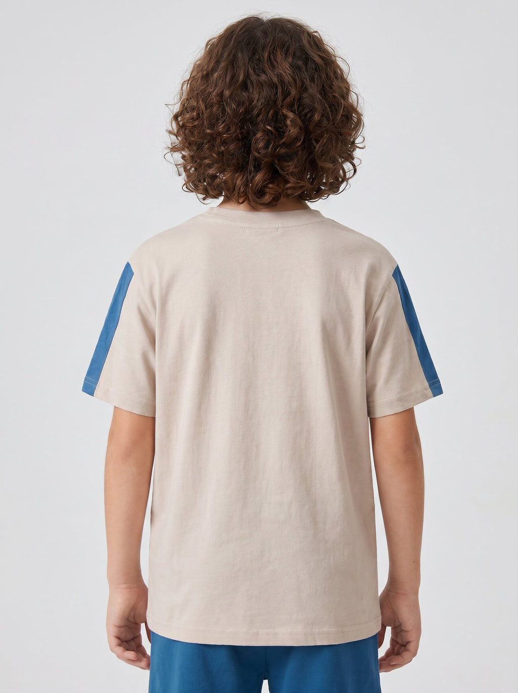 boys oversized t-shirt - CODEZ Boys' Beige Athletic Club Printed Drop Shoulder Cotton T-Shirt, back view