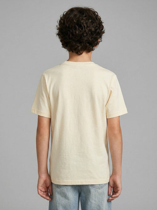 CODEZ Boys Beige Baseball Graphic Printed Drop Shoulder Cotton T-Shirt