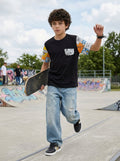 CODEZ Boys Black Comic Print Sleeve Drop Shoulder T-Shirt