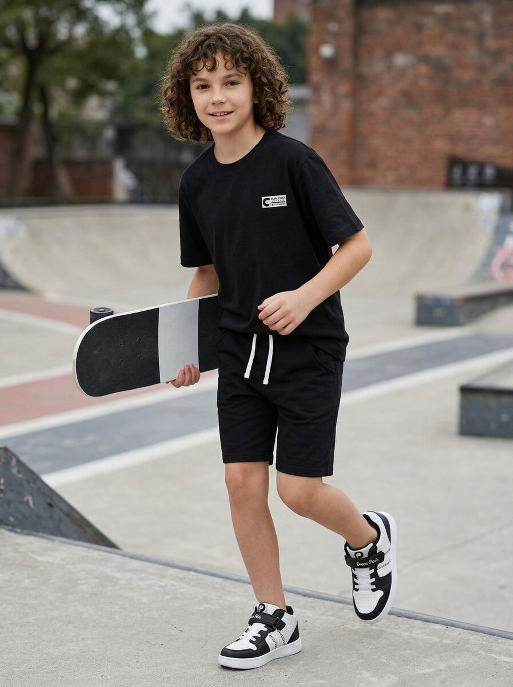 CODEZ Boys Black Basketball Graphic Printed Drop Shoulder Cotton T-Shirt