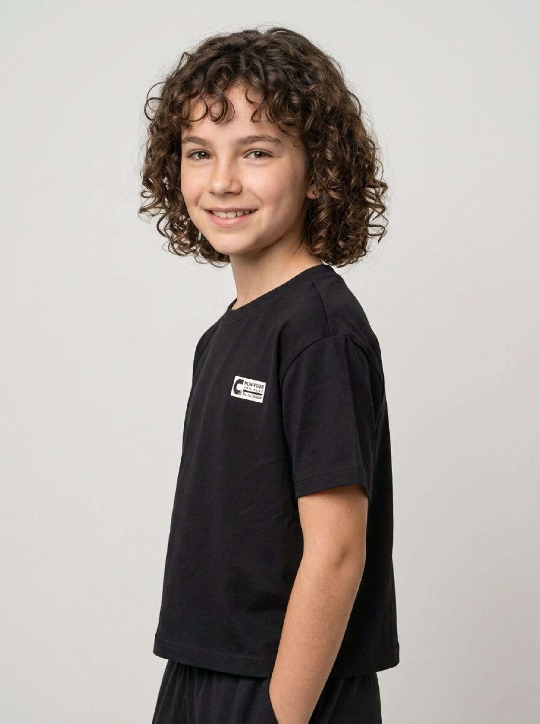 CODEZ Boys Black Basketball Graphic Printed Drop Shoulder Cotton T-Shirt