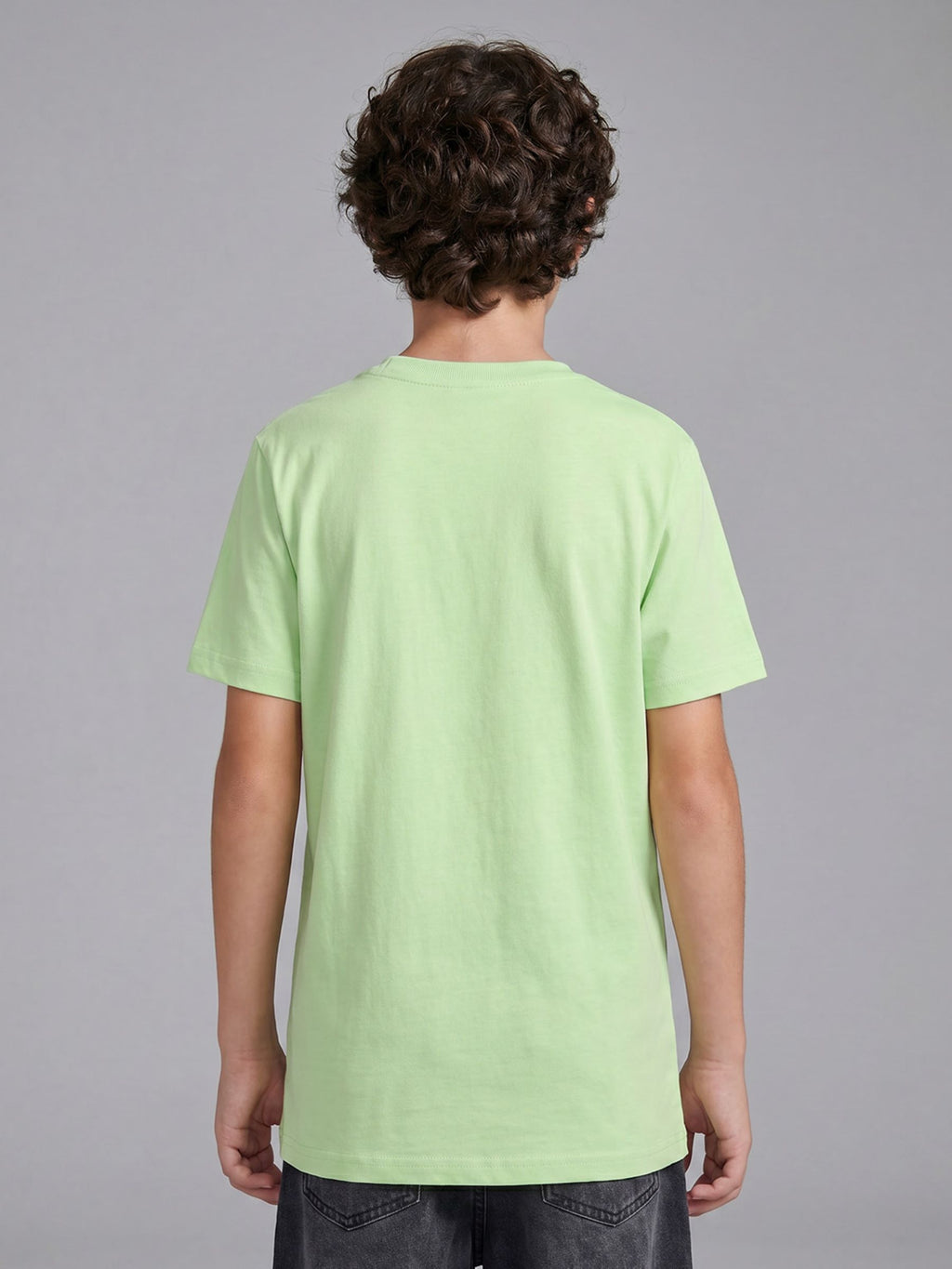 CODEZ Boys Light Green Le Marais Graphic Printed Drop Shoulder Cotton T-Shirt