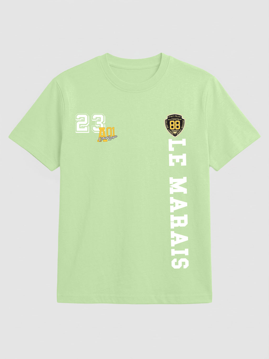 CODEZ Boys Light Green Le Marais Graphic Printed Drop Shoulder Cotton T-Shirt