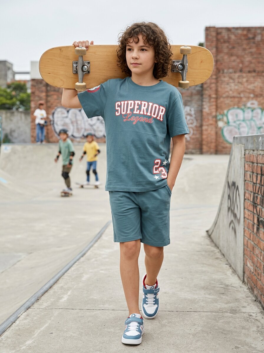 CODEZ Boys Grey Superior Legend Drop Shoulder T-Shirt