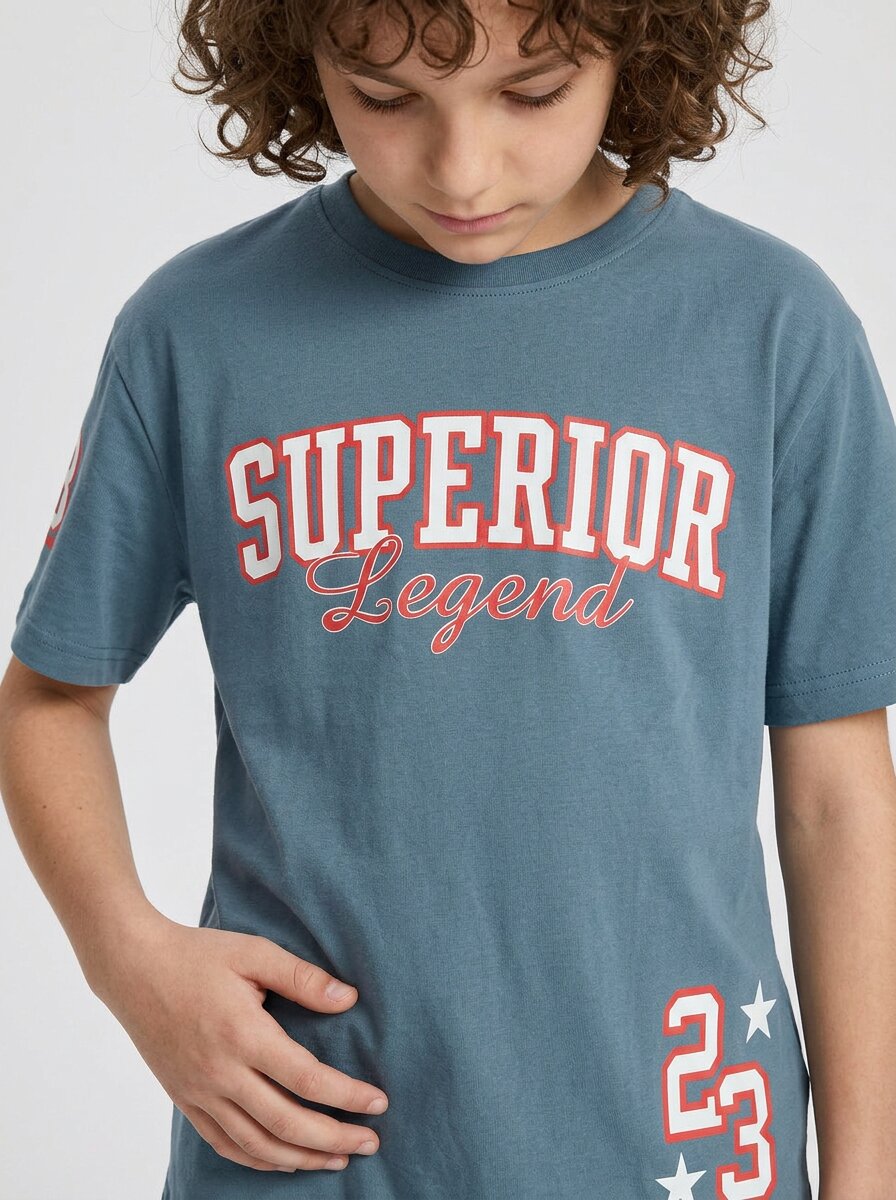 CODEZ Boys Grey Superior Legend Drop Shoulder T-Shirt