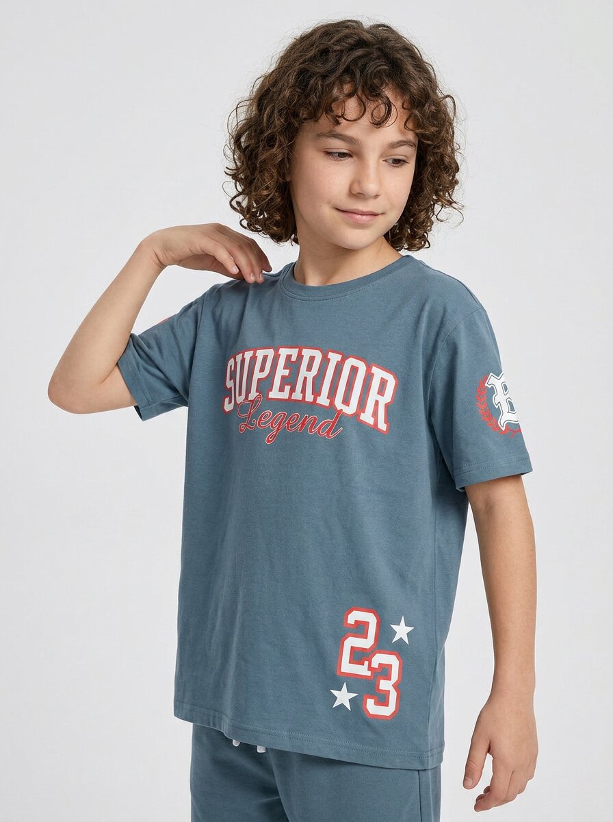 CODEZ Boys Grey Superior Legend Drop Shoulder T-Shirt