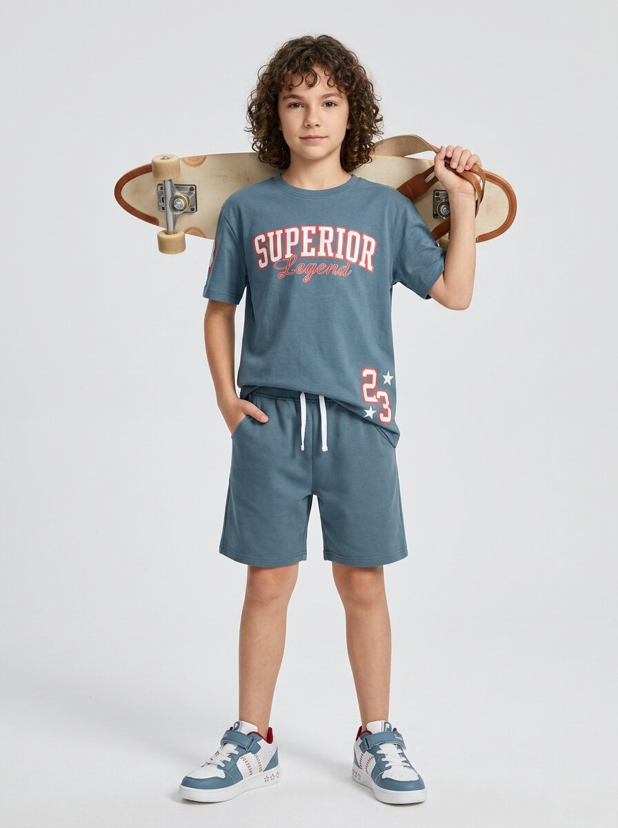 CODEZ Boys Grey Superior Legend Drop Shoulder T-Shirt