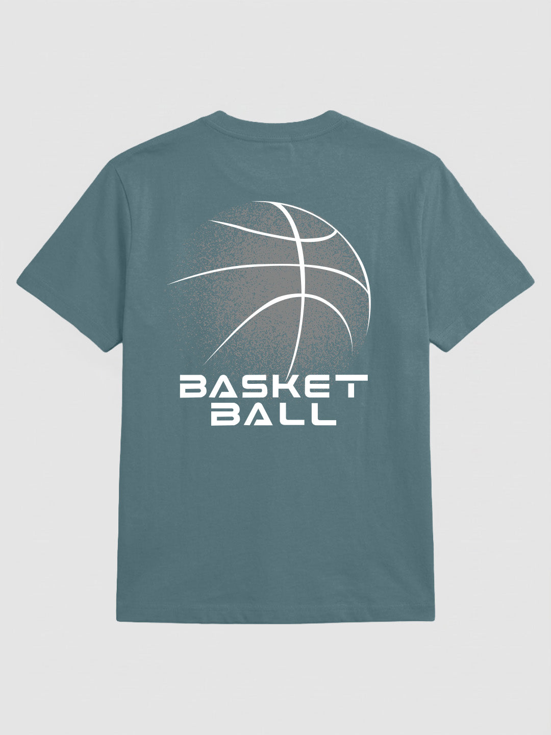 CODEZ Boys Grey Basketball Graphic Printed Drop Shoulder Cotton T-Shirt