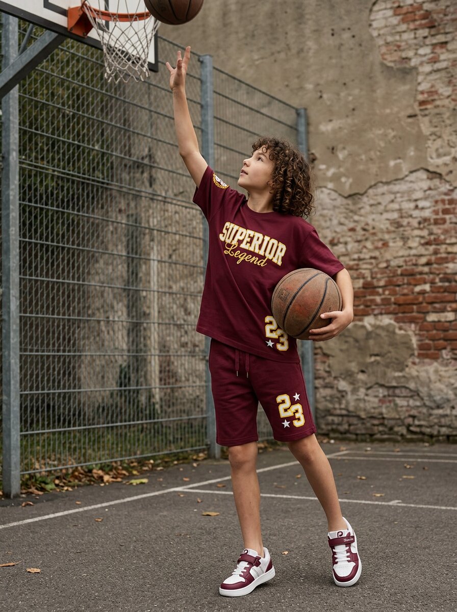 CODEZ Boys Maroon Superior Legend Drop Shoulder T-Shirt