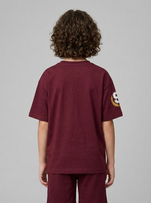 CODEZ Boys Maroon Superior Legend Drop Shoulder T-Shirt