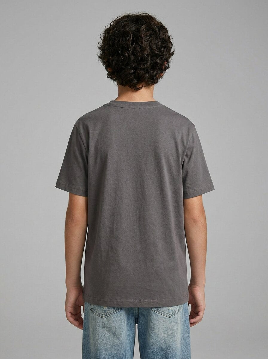 CODEZ Boys Magnet Grey Baseball Graphic Printed Drop Shoulder Cotton T-Shirt