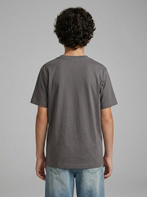 CODEZ Boys Magnet Grey Baseball Graphic Printed Drop Shoulder Cotton T-Shirt