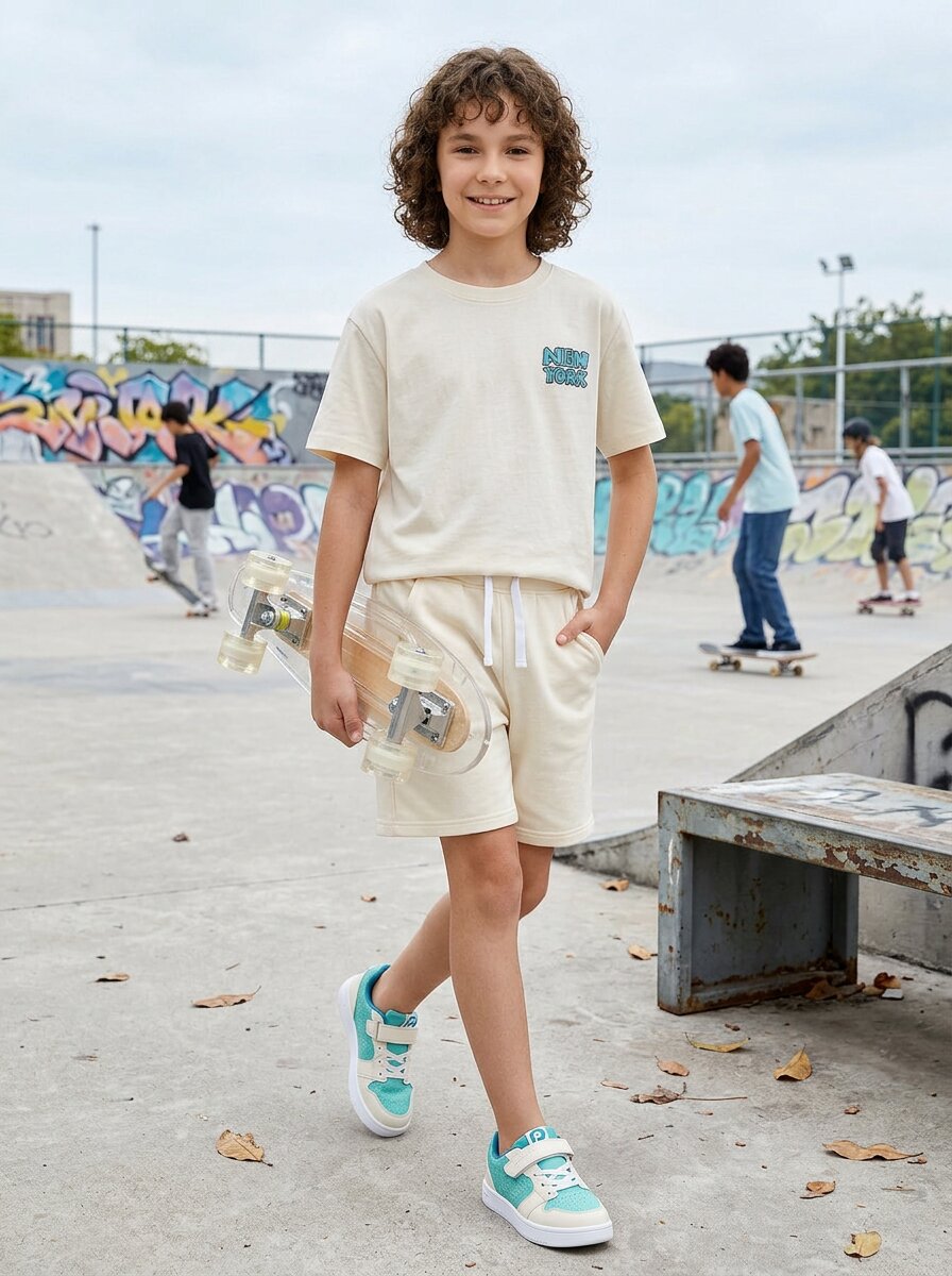 CODEZ Boys Off White New York Taxi Graphic Printed Drop Shoulder Cotton T-Shirt