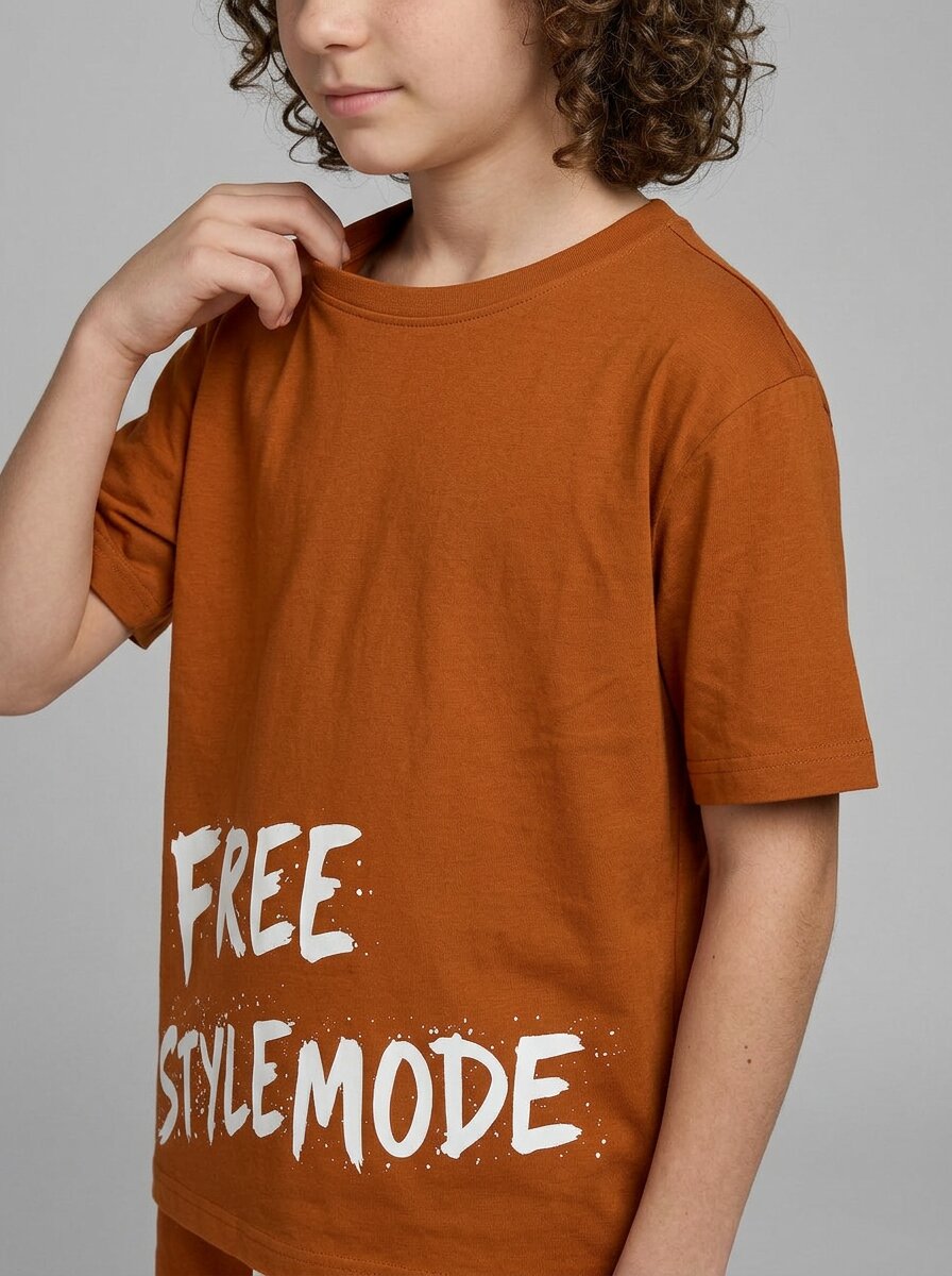 boys oversized t-shirt - CODEZ Boys' Rust Free Style Mode Graphic Printed Drop Shoulder Cotton T-Shirt, side view