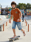 CODEZ Boys Rust Surf Basics Graphic Printed Drop Shoulder Cotton T-Shirt