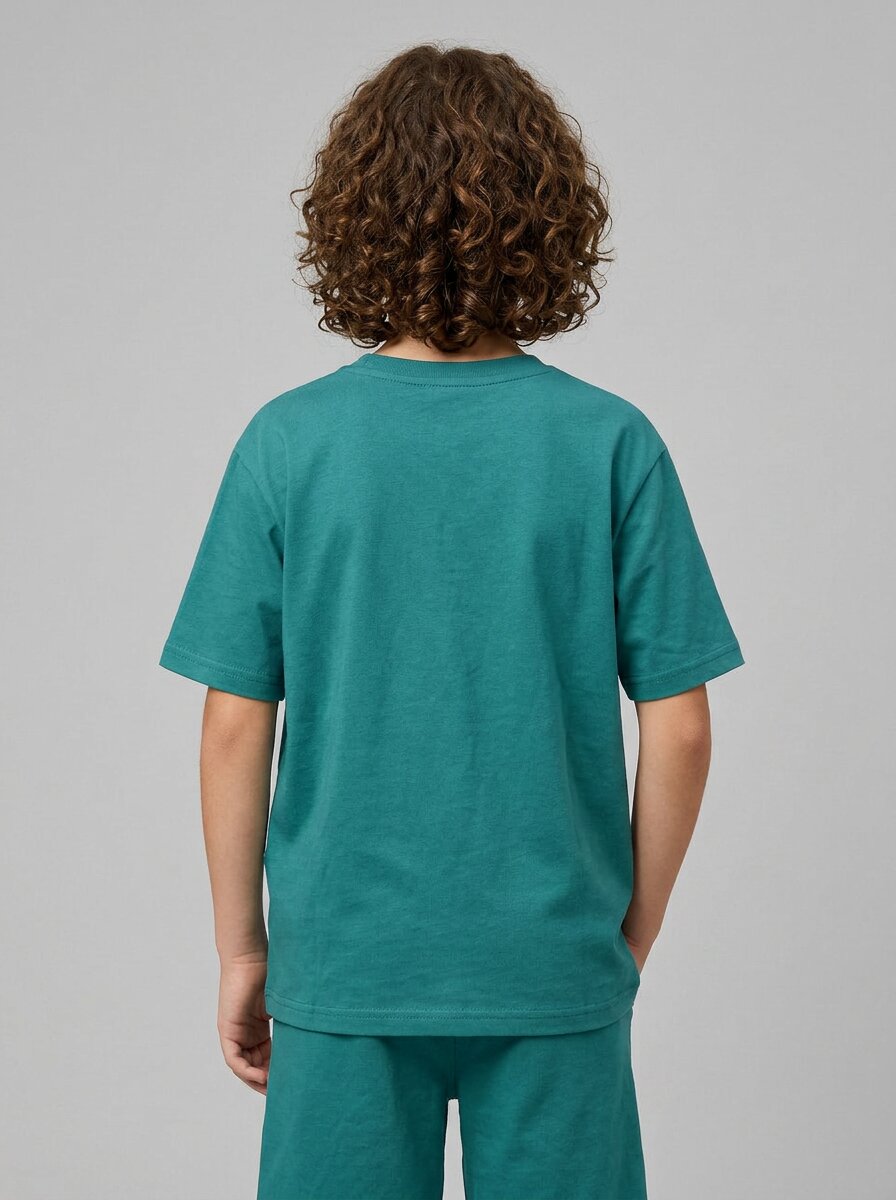 CODEZ Boys Teal Free Style Mode Graphic Printed Drop Shoulder Cotton T-Shirt
