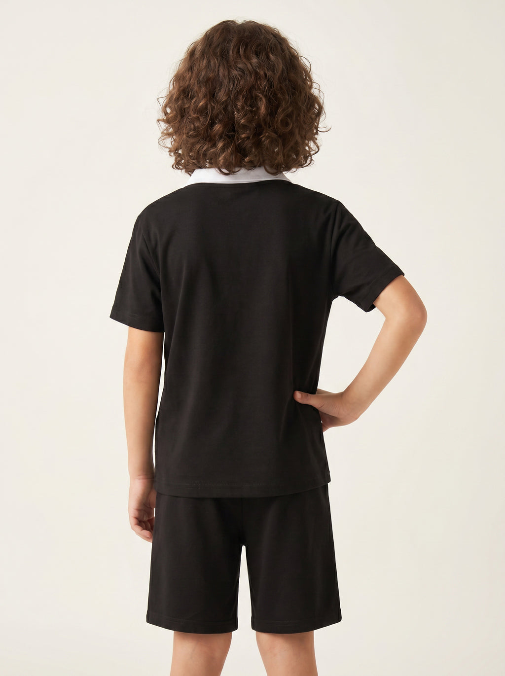 CODEZ Boys Black Polo Neck Printed Relaxed Fit T-Shirt