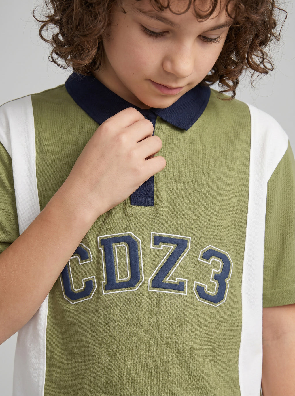 CODEZ Boys Green Polo Neck Printed Relaxed Fit T-Shirt
