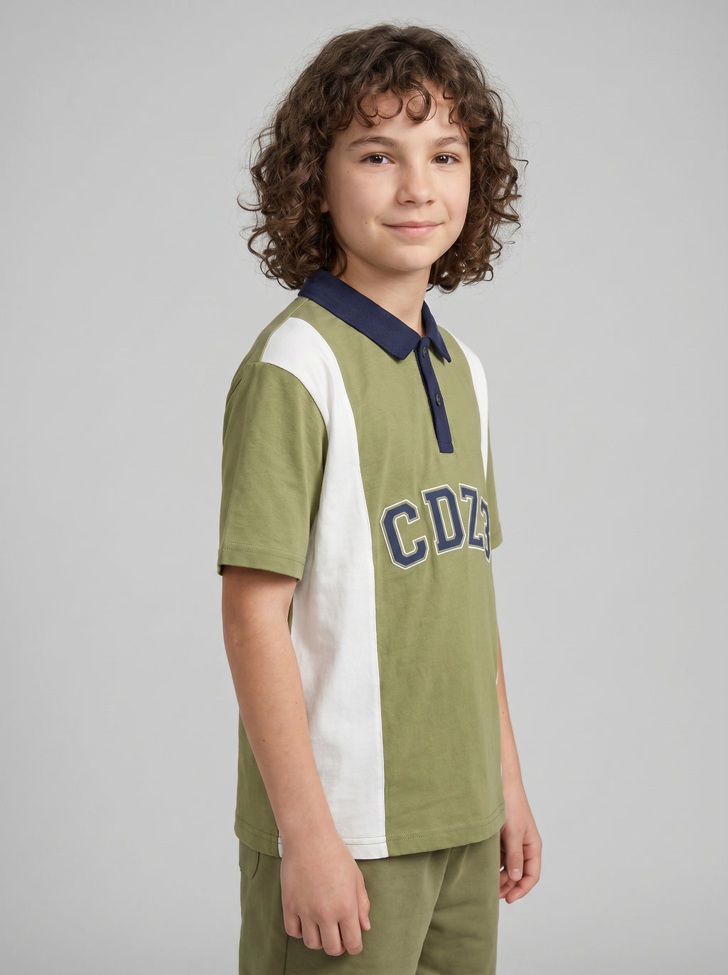 CODEZ Boys Green Polo Neck Printed Relaxed Fit T-Shirt
