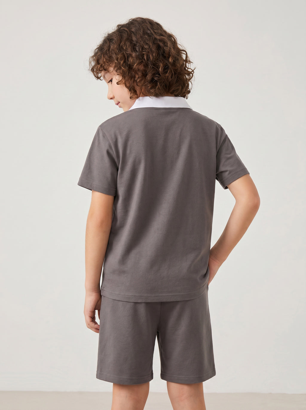 CODEZ Boys Grey Polo Neck Printed Relaxed Fit T-Shirt