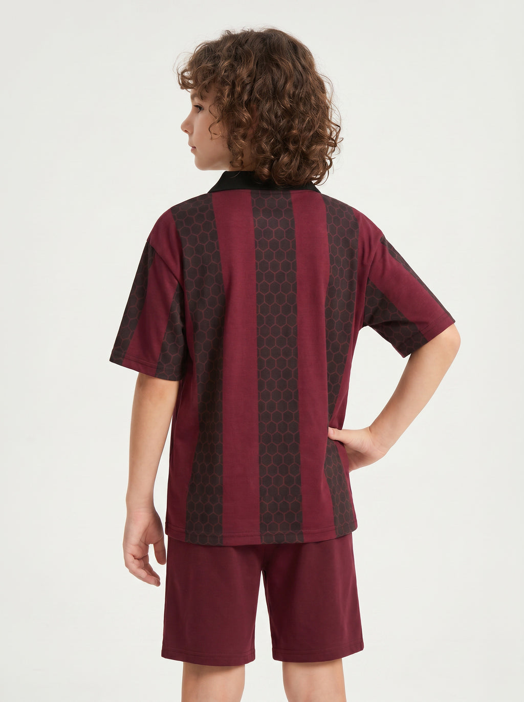 CODEZ Boys Maroon Polo Neck Printed Relaxed Fit T-Shirt