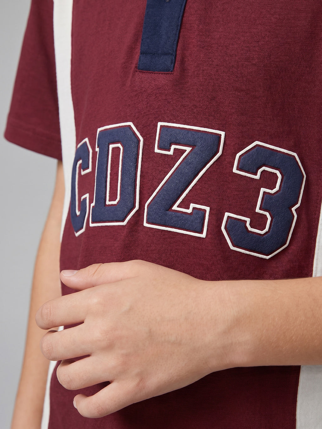 CODEZ Boys Maroon Polo Neck Printed Relaxed Fit T-Shirt