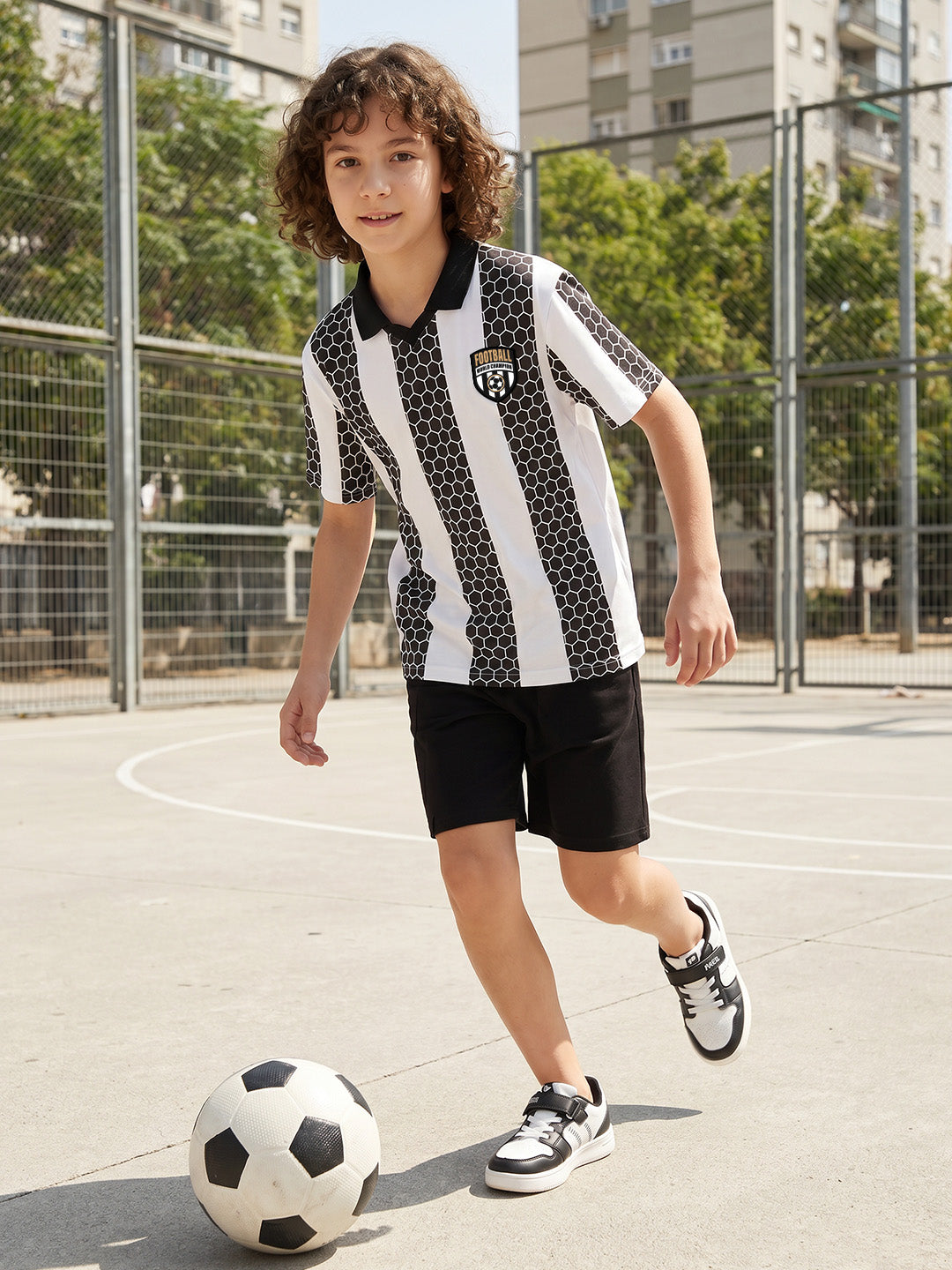 CODEZ Boys White Polo Neck Printed Relaxed Fit T-Shirt