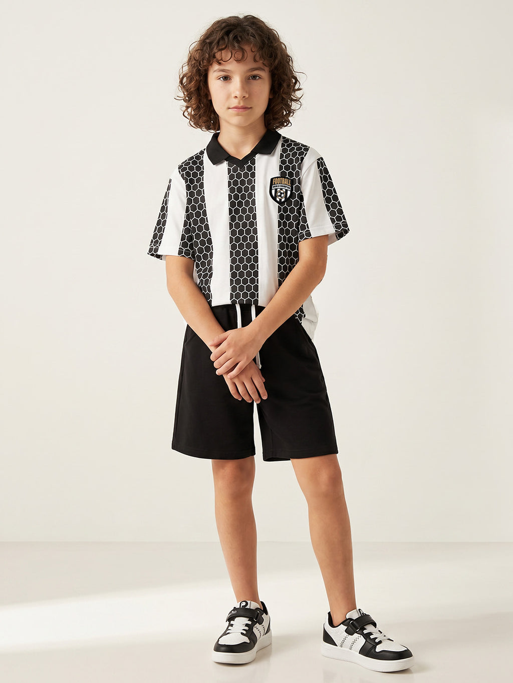 CODEZ Boys White Polo Neck Printed Relaxed Fit T-Shirt