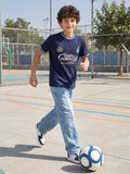 CODEZ Boys Navy Relaxed Fit Train & Dominate Graphic Drop Shoulder T-Shirt