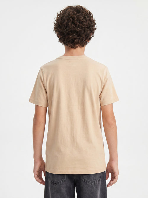 CODEZ Boys Beige Relaxed Fit Team Spirit Graphic Drop Shoulder T-Shirt