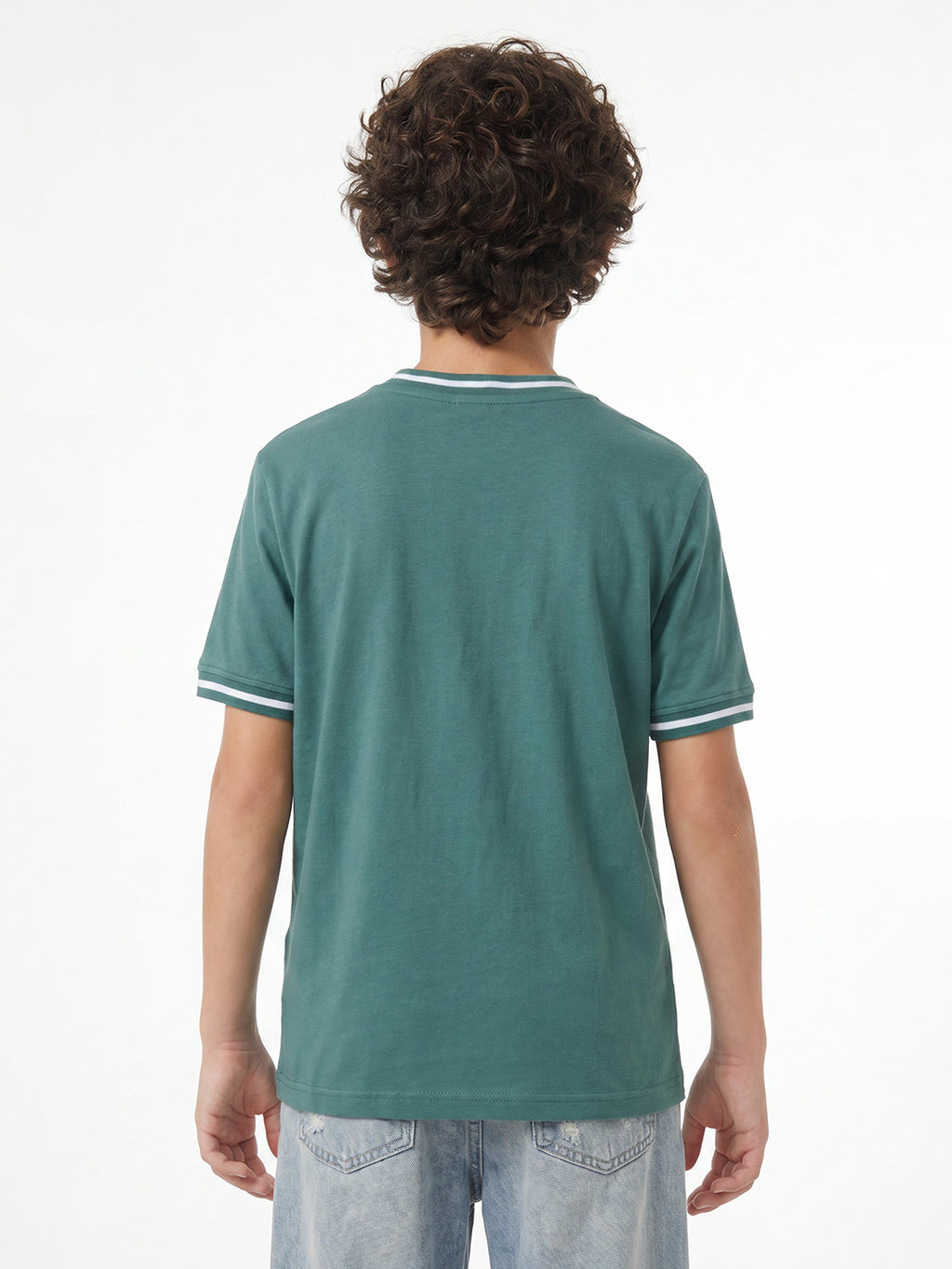boys oversized t-shirt - CODEZ Boys' Teal Relaxed Fit Train & Dominate Graphic Drop Shoulder T-Shirt, back view