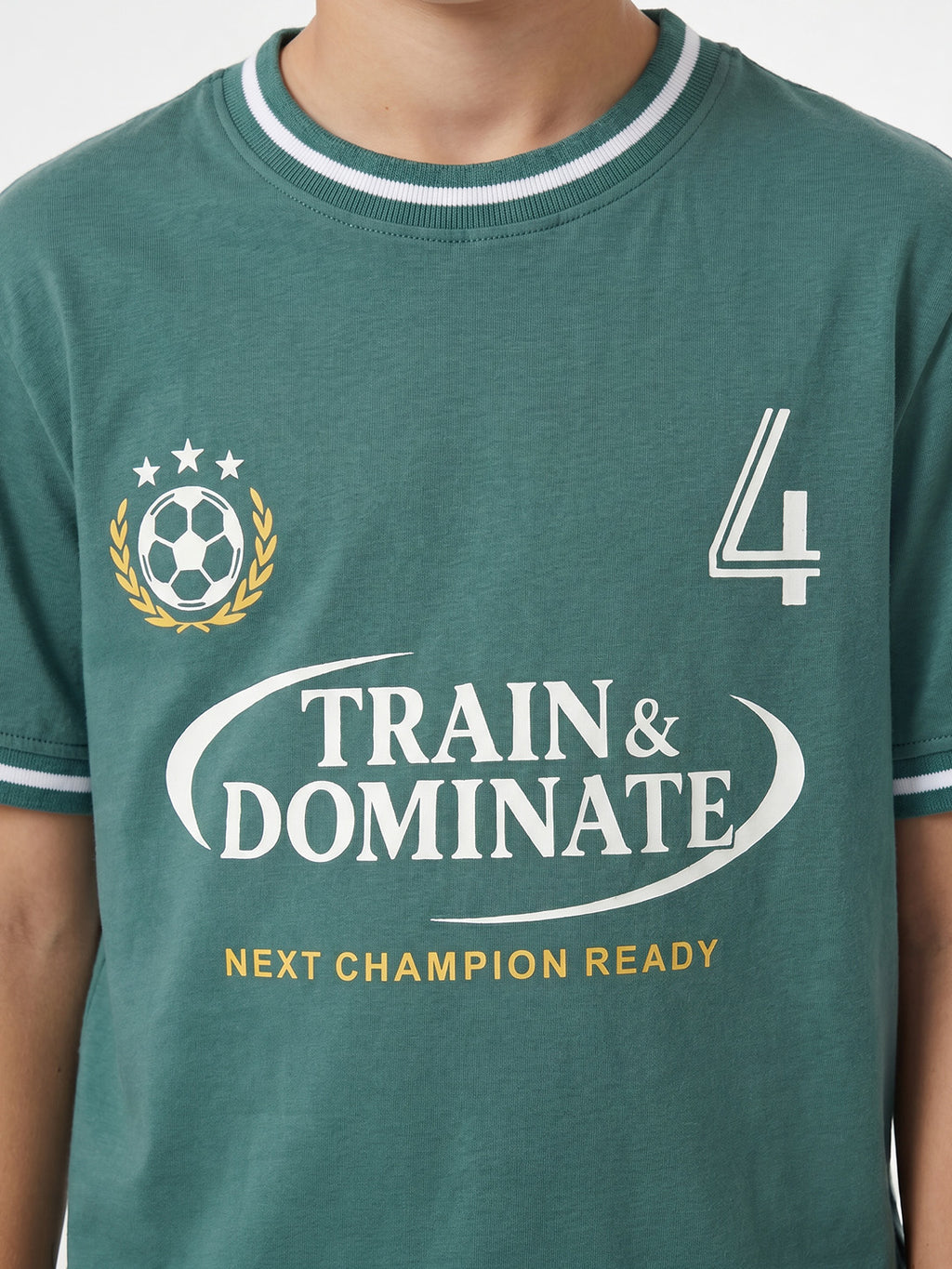 boys oversized t-shirt - CODEZ Boys' Teal Relaxed Fit Train & Dominate Graphic Drop Shoulder T-Shirt, side view