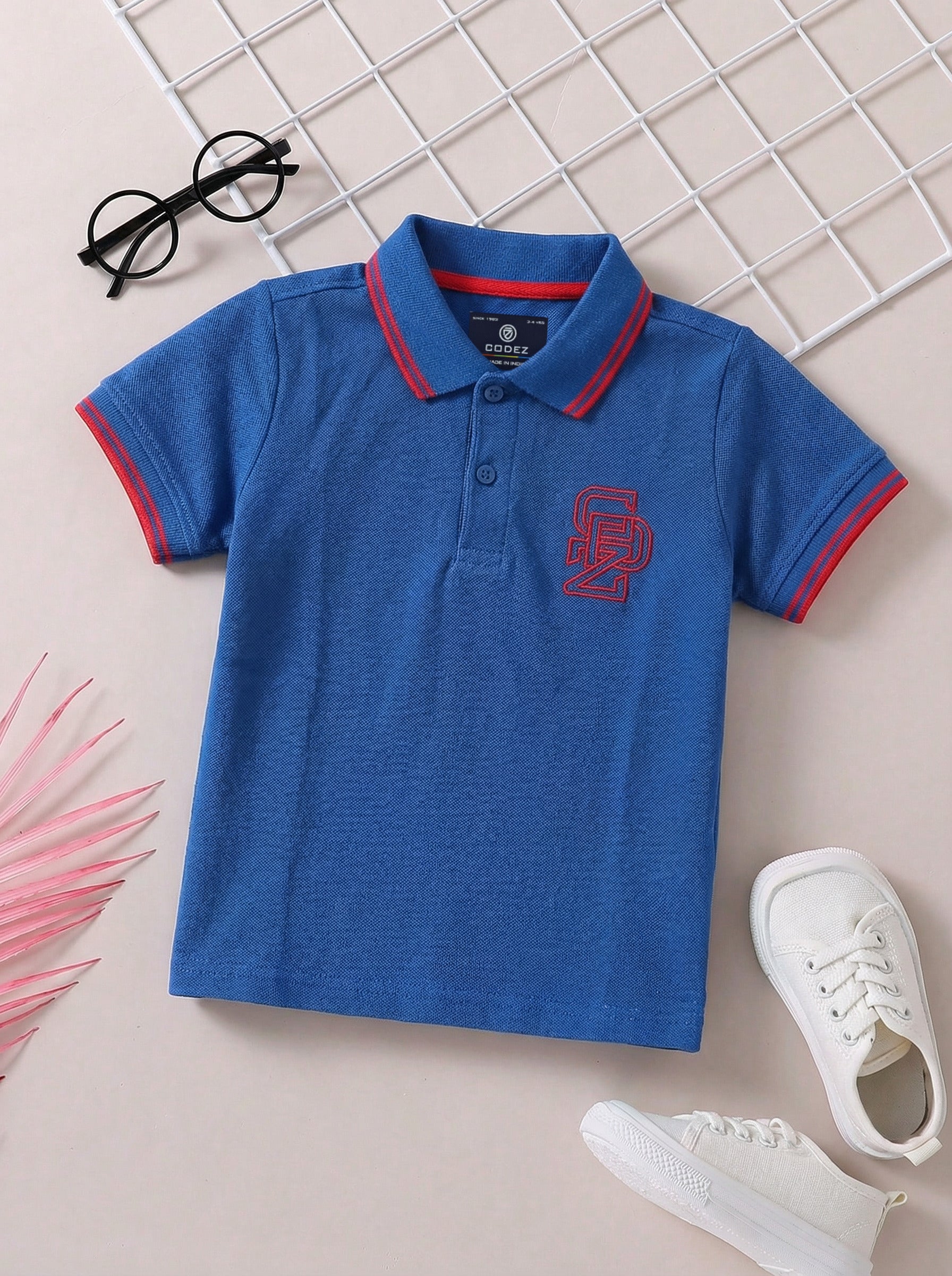 CODEZ Boys Pack Of 3 Self Designs Polo Tshirts