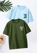 CODEZ Boys Pack Of 2 Oversize Drop Shoulder Printed Tshirts
