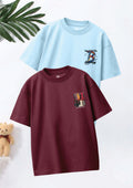 CODEZ Boys Pack Of 2 Oversize Drop Shoulder Printed Tshirts