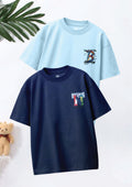 CODEZ Boys Pack Of 2 Oversize Drop Shoulder Printed Tshirts