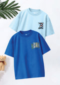 CODEZ Boys Pack Of 2 Oversize Drop Shoulder Printed Tshirts
