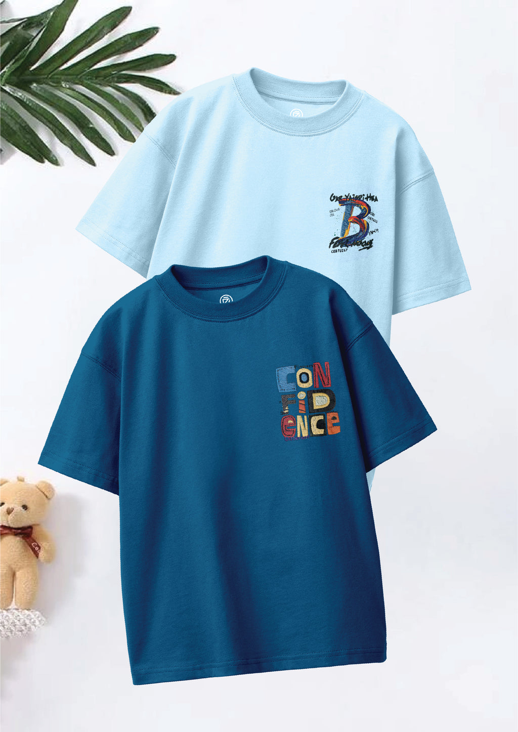 CODEZ Boys Pack Of 2 Oversize Drop Shoulder Printed Tshirts