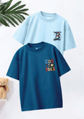 CODEZ Boys Pack Of 2 Oversize Drop Shoulder Printed Tshirts