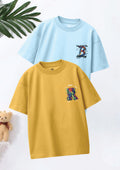 CODEZ Boys Pack Of 2 Oversize Drop Shoulder Printed Tshirts