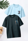 CODEZ Boys Pack Of 2 Oversize Drop Shoulder Printed Tshirts