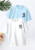 CODEZ Boys Pack Of 2 Oversize Drop Shoulder Printed Tshirts